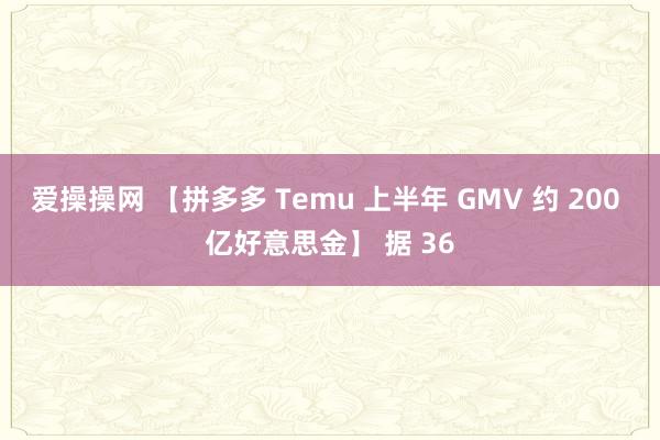 爱操操网 【拼多多 Temu 上半年 GMV 约 200 亿好意思金】 据 36