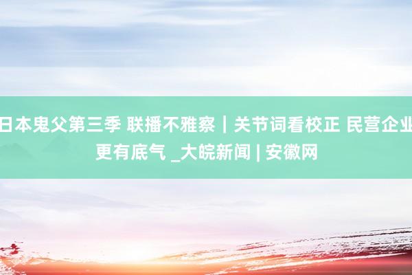 日本鬼父第三季 联播不雅察｜关节词看校正 民营企业更有底气 _大皖新闻 | 安徽网