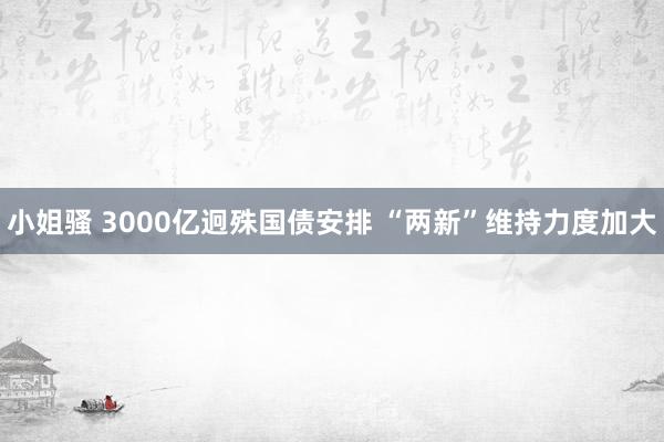 小姐骚 3000亿迥殊国债安排 “两新”维持力度加大