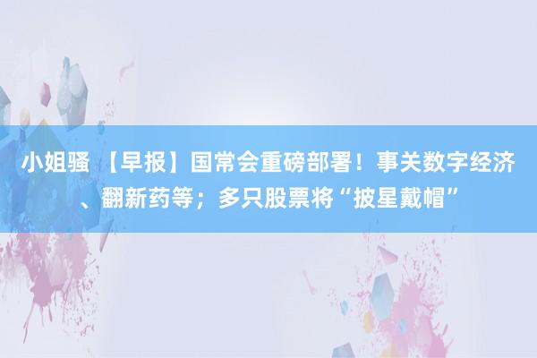 小姐骚 【早报】国常会重磅部署！事关数字经济、翻新药等；多只股票将“披星戴帽”