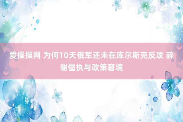 爱操操网 为何10天俄军还未在库尔斯克反攻 辞谢僵执与政策窘境