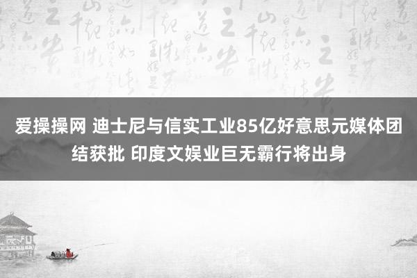 爱操操网 迪士尼与信实工业85亿好意思元媒体团结获批 印度文娱业巨无霸行将出身